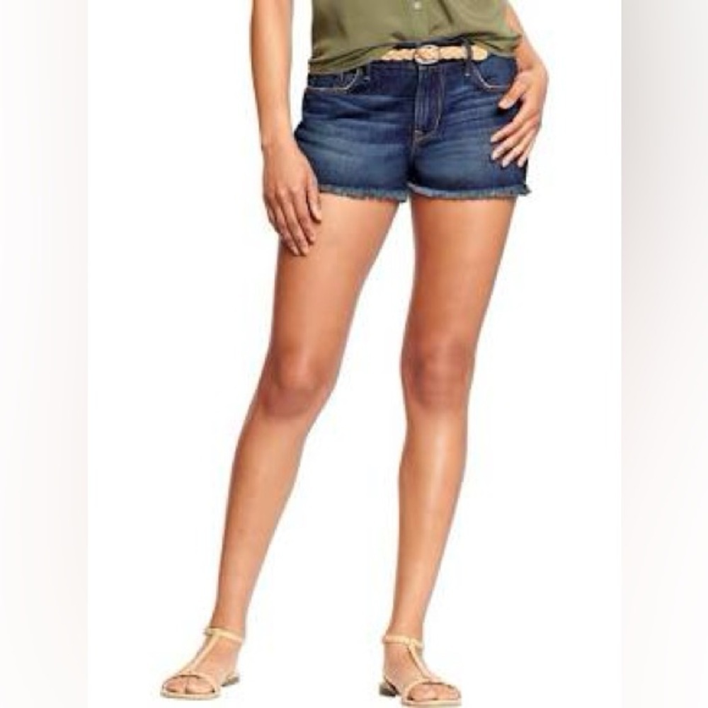 Old Navy Women's The Diva Cut Off Denim Shorts Blue Tropical Size 14 - Picture 4 of 4